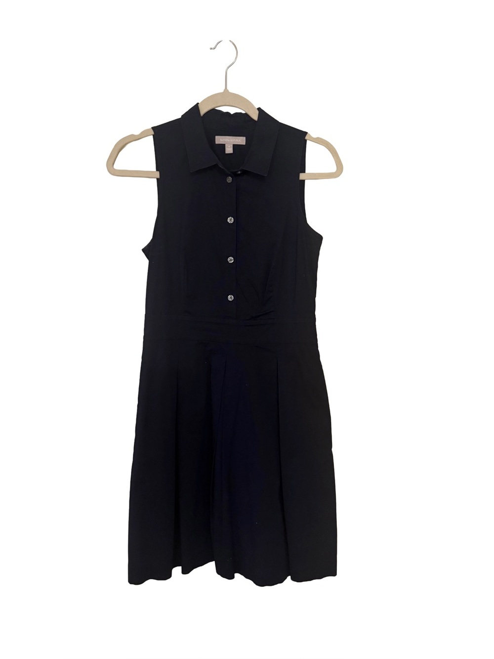 Banana Republic Navy Sleeveless Collared Midi Dress